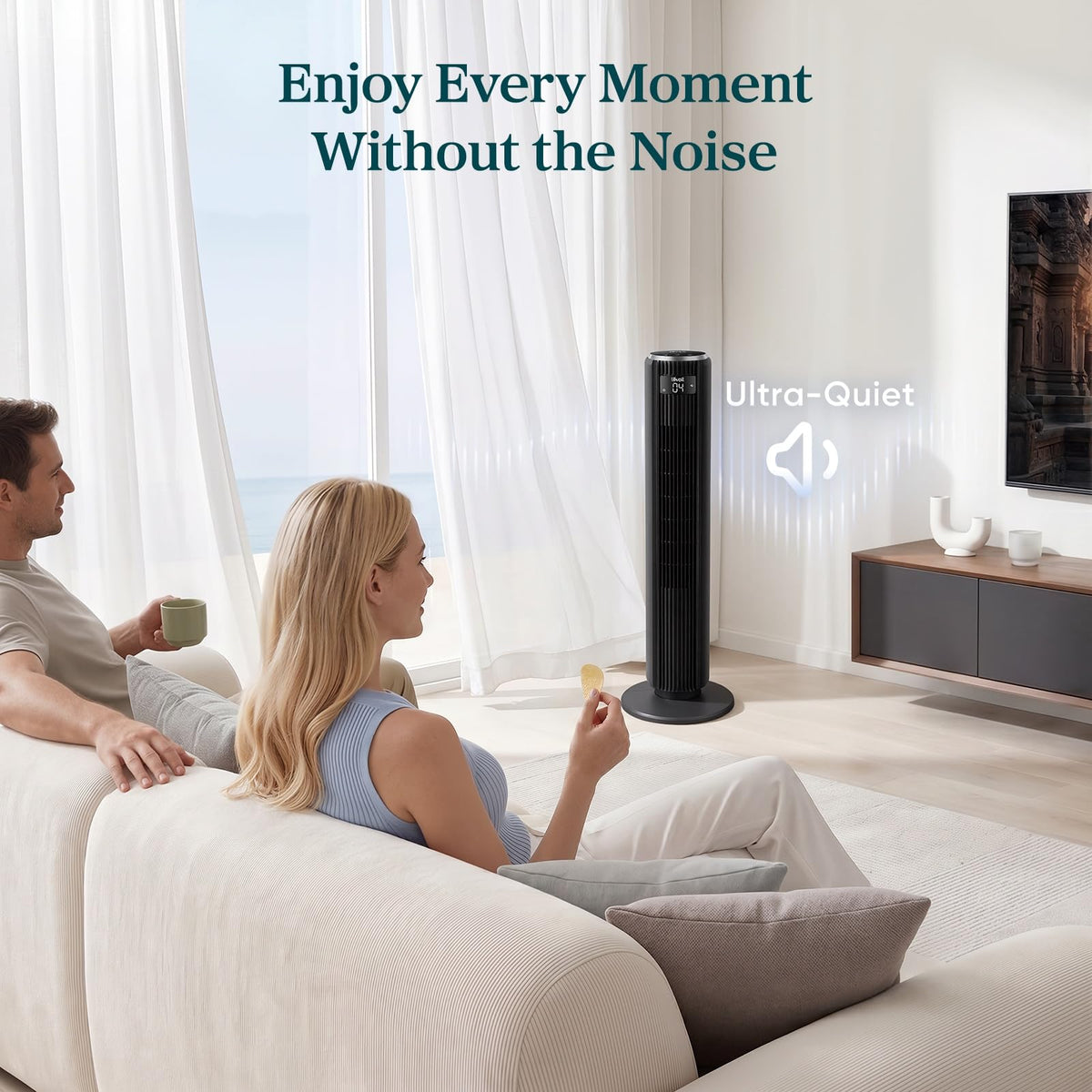 Levoit Tower Fan for Bedroom, Standing Fan with 36”-47” Adjustable Height