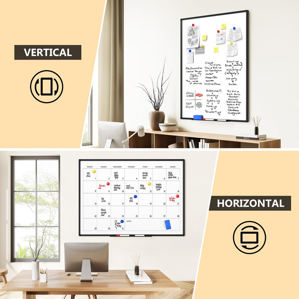 Magnetic Dry Erase Whiteboard, 46 x 33 Inch / 1 Magnetic Eraser, 2 Pens, Marker Tray, 6 Magnets