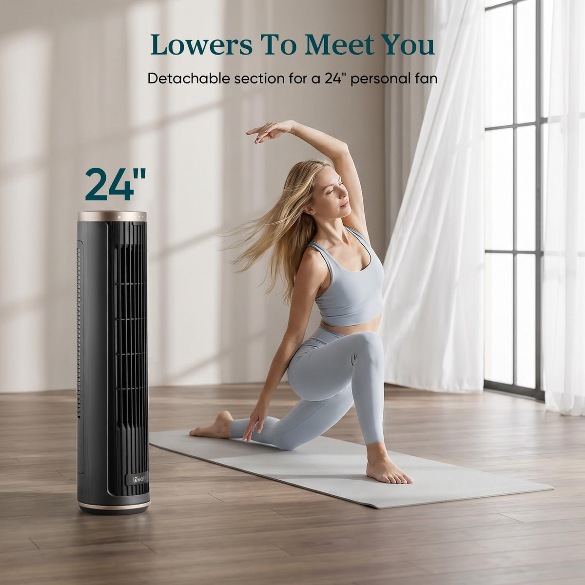 Levoit Tower Fan for Bedroom, Standing Fan with 36”-47” Adjustable Height