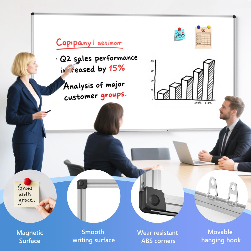 Magnetic Dry Erase Whiteboard, 46 x 33 Inch / 1 Magnetic Eraser, 2 Pens, Marker Tray, 6 Magnets