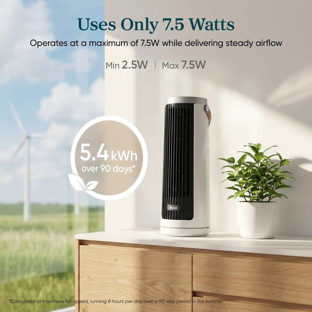 Levoit Tower Fan for Bedroom, Standing Fan with 36”-47” Adjustable Height