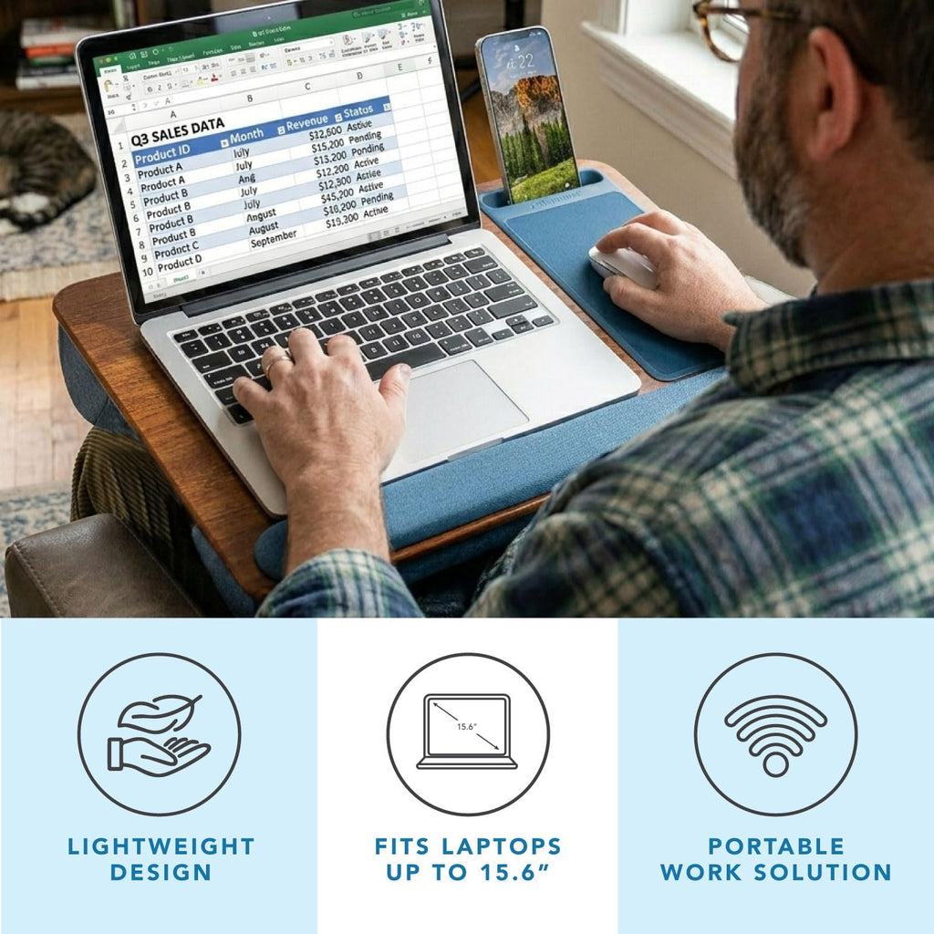 LAPGEAR Home Office Lap Desk – Black Carbon, Fits 15.6” Laptops