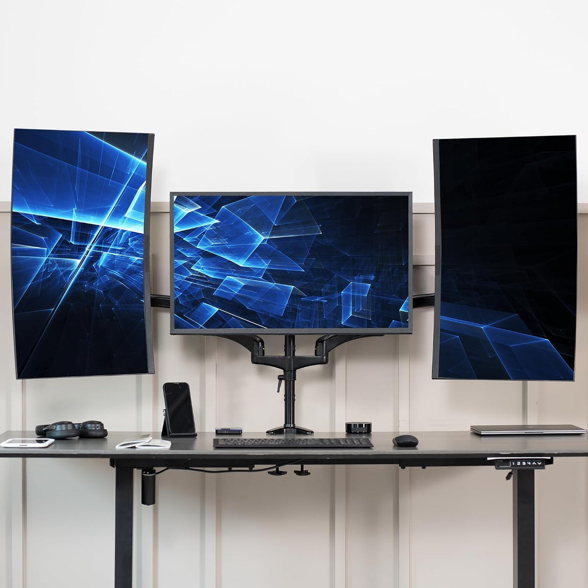 Triple Pneumatic Monitor Mount for 3 Screens up to 32 inches,