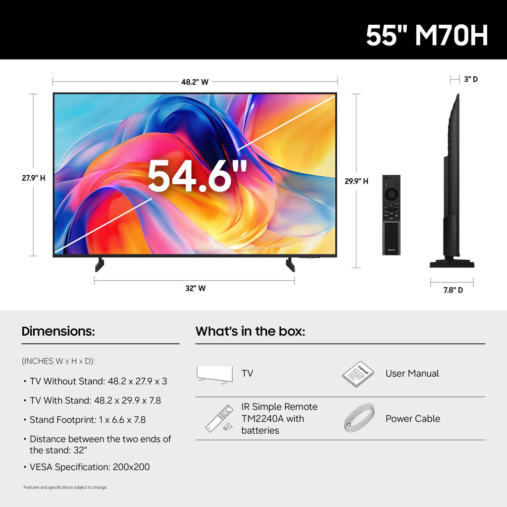 Samsung 50-Inch Class M70H Series, Mini LED, 4K, Smart TV, 2026