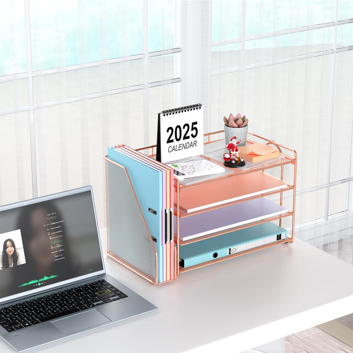 Paper Organizer With Magazine Holder | (Black, 4-Tier)
