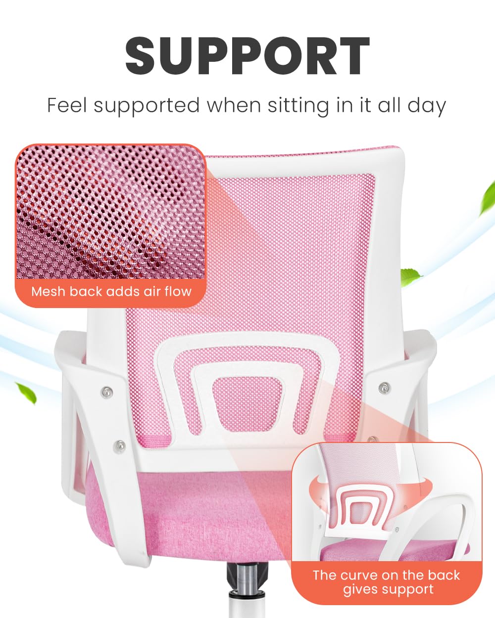 Office Computer Chair Ergonomic Mid-Back Mesh Desk