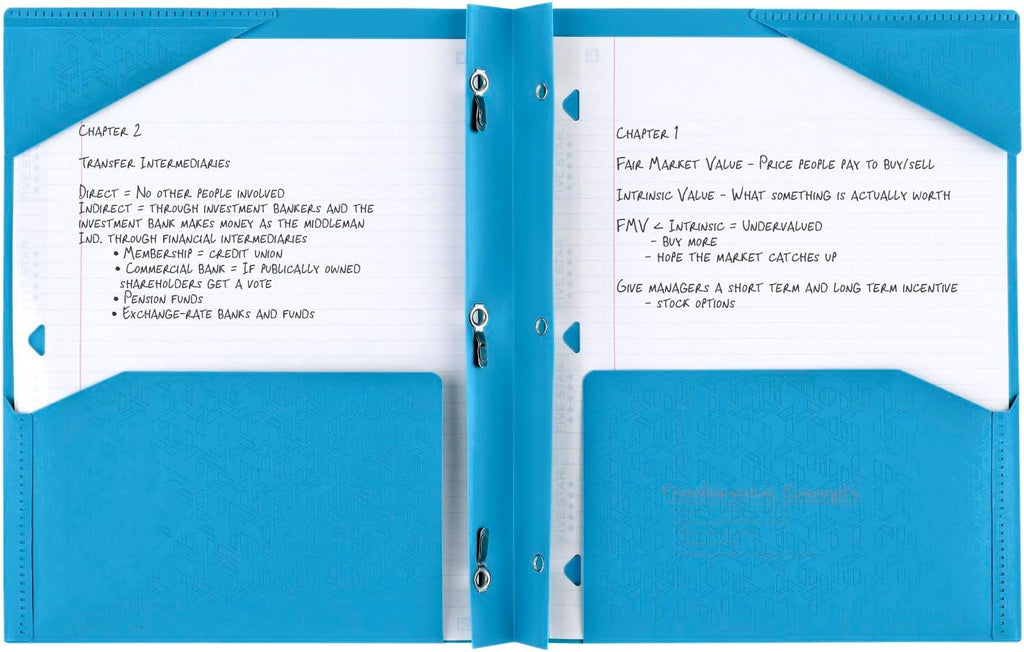 Five Star 2-Pocket Plastic Folder with Stay-Put Tabs and Prong Fasteners, Holds 8.5" x 11" Paper, Assorted Colors, 4 Pack (340300A)