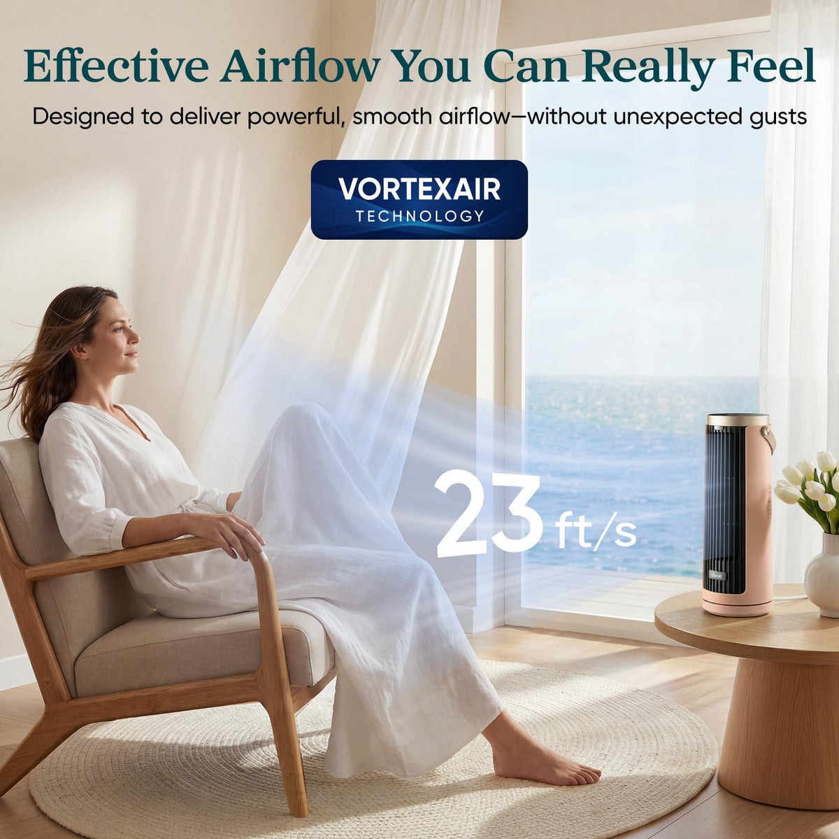 Levoit Tower Fan for Bedroom, Standing Fan with 36”-47” Adjustable Height