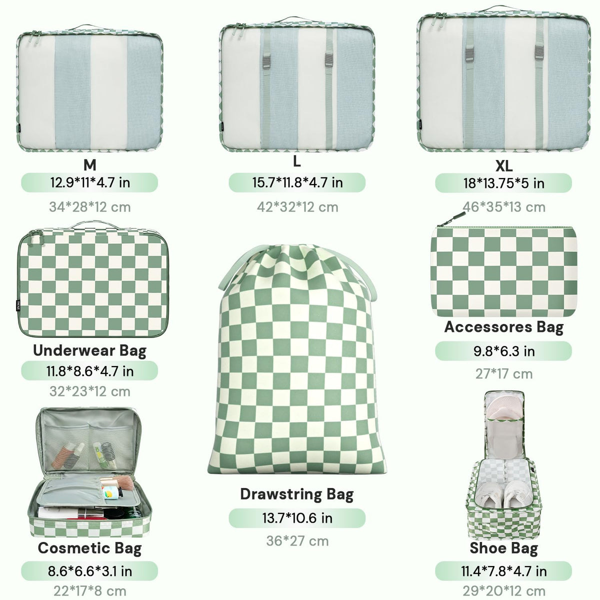 8 Set Packing Cubes Luggage Packing Organizers