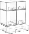 Clear Stackable Storage Drawers Set of 5, Plastic Organizer Bins |