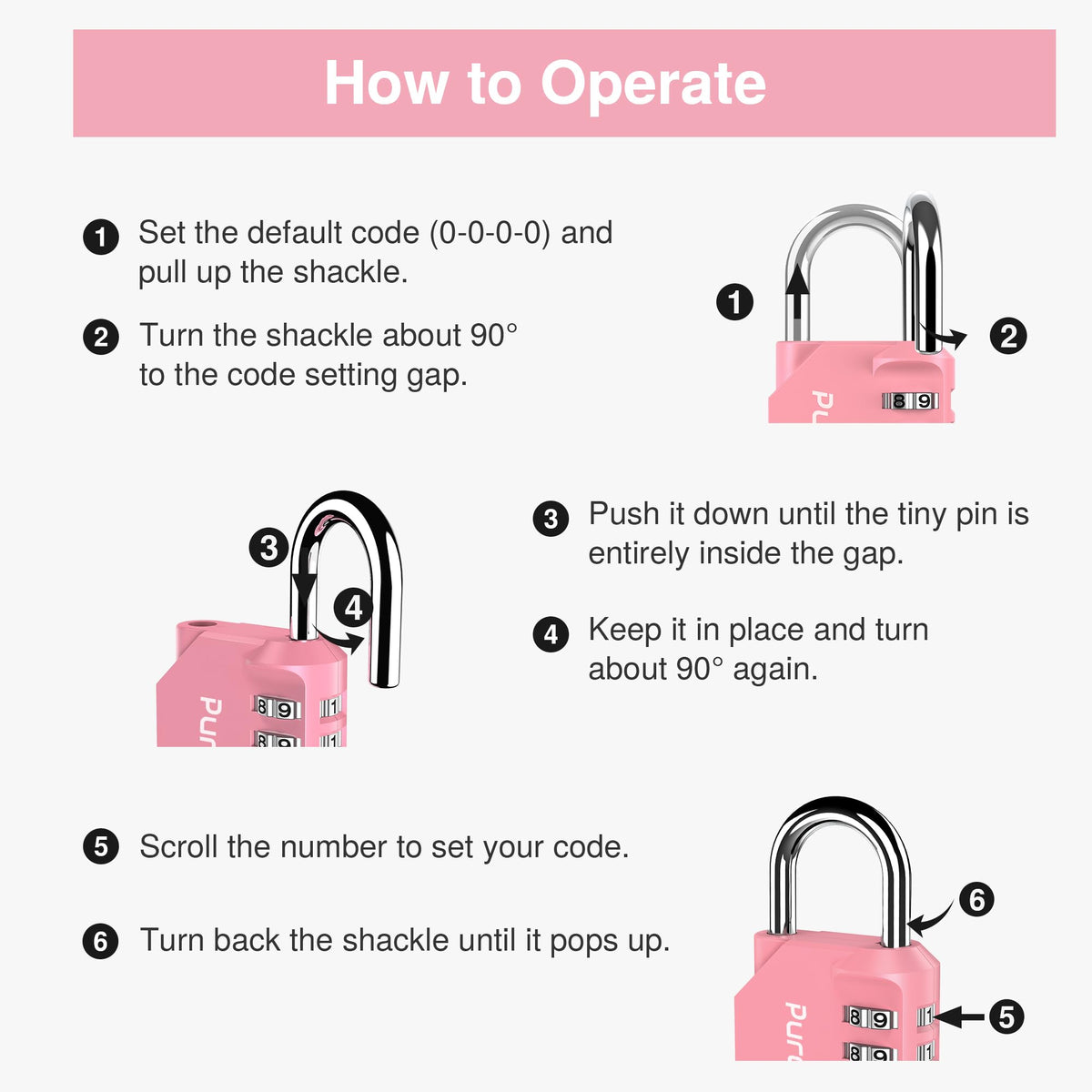 Puroma | 1 Combination Lock | 4 Digit Padlock | 2, 3, 4, & 10 Combo Packs