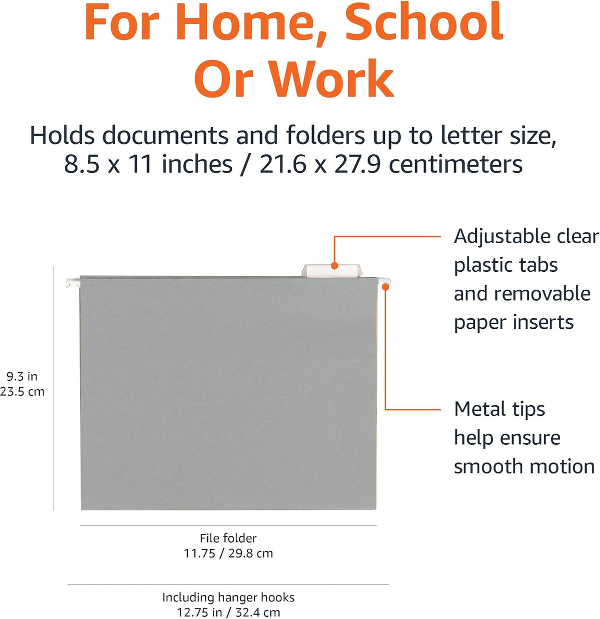Amazon Basics Hanging File Folders with Adjustable Tabs, Sturdy Expandable Document Organizer, Letter Size 8.5x11 inch, Green, 25-Pack