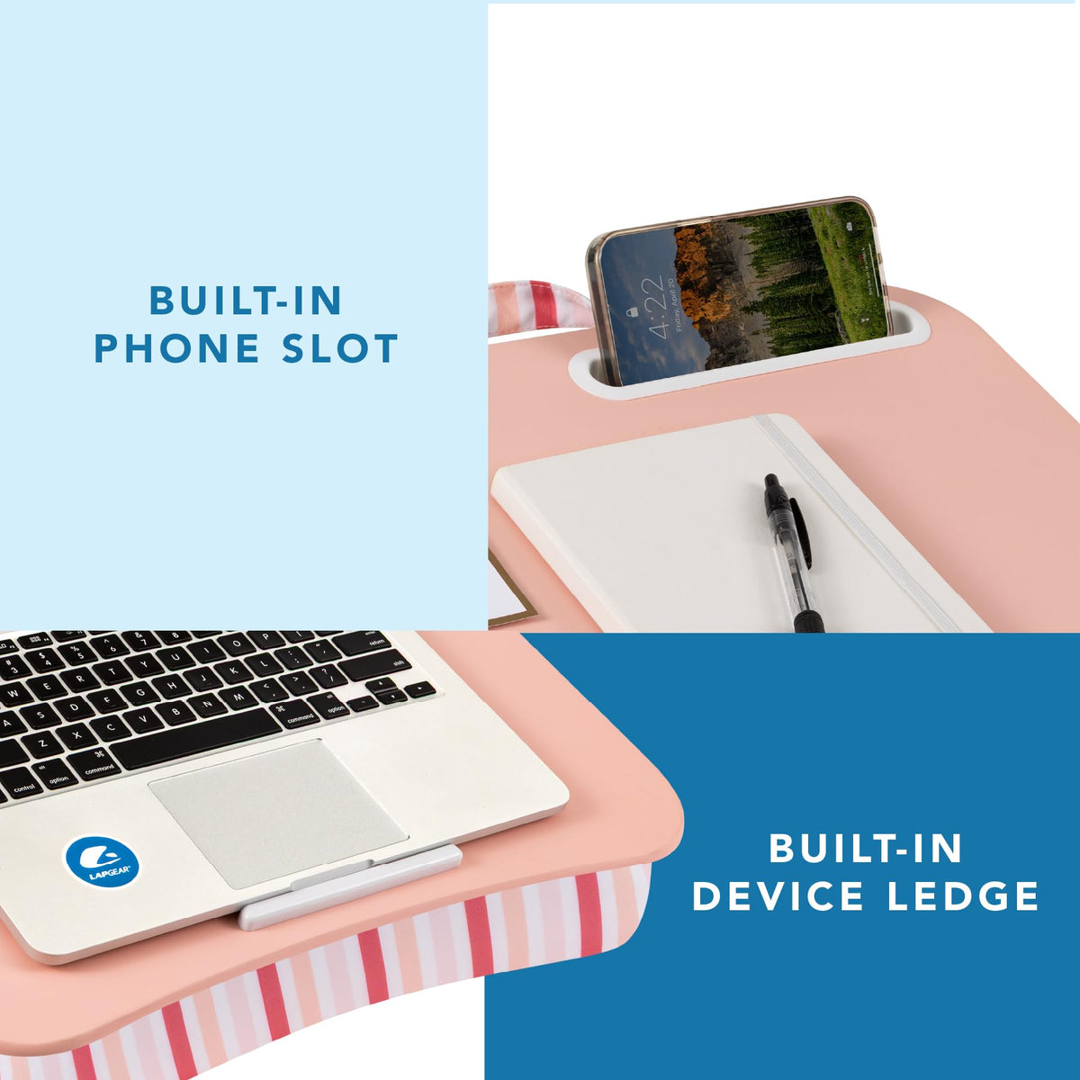 Designer Lap Desk – Fits 15.6” Laptop w/. Phone Holder