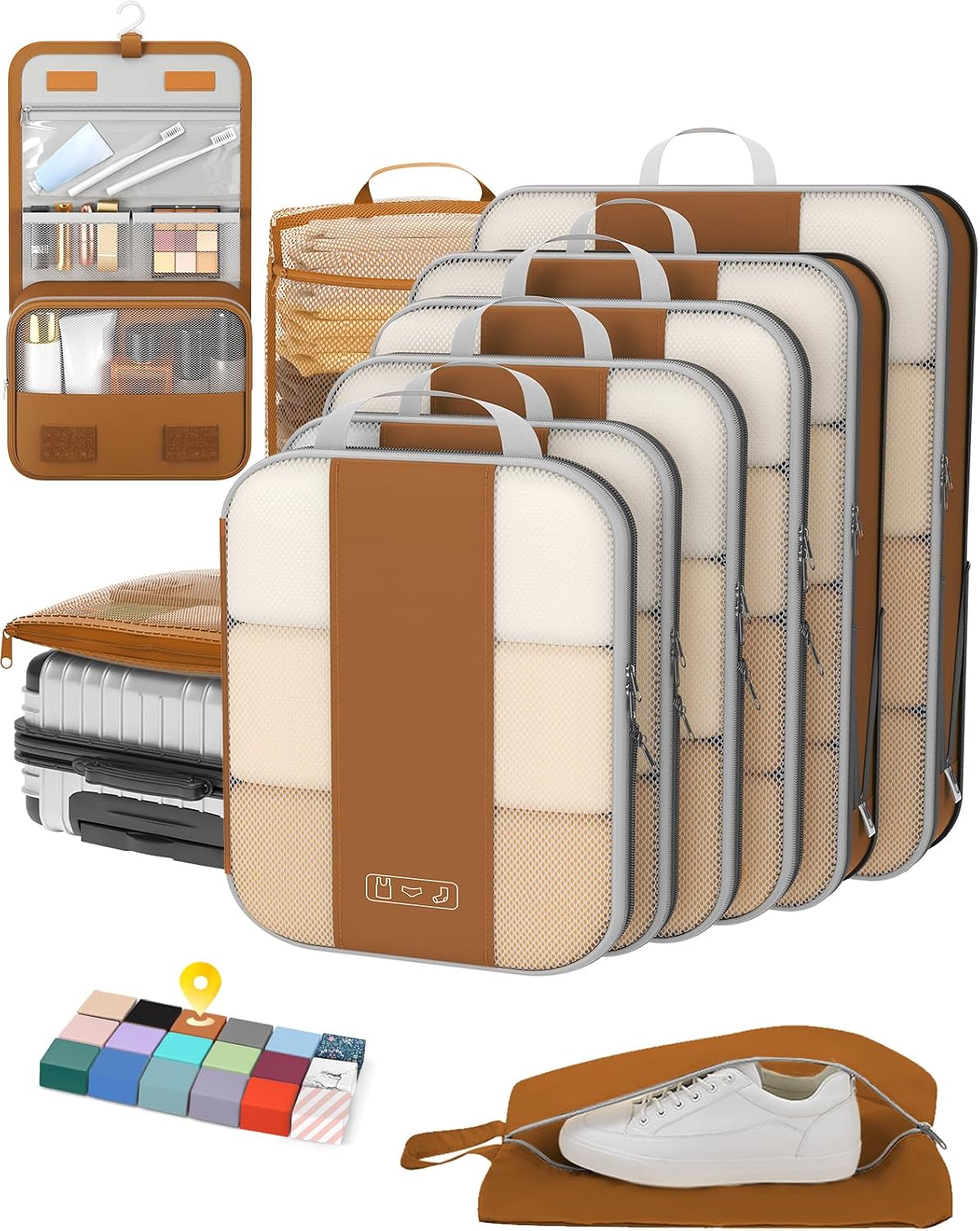 10 Set Compression Packing Cubes for Travel Essentials (Black)