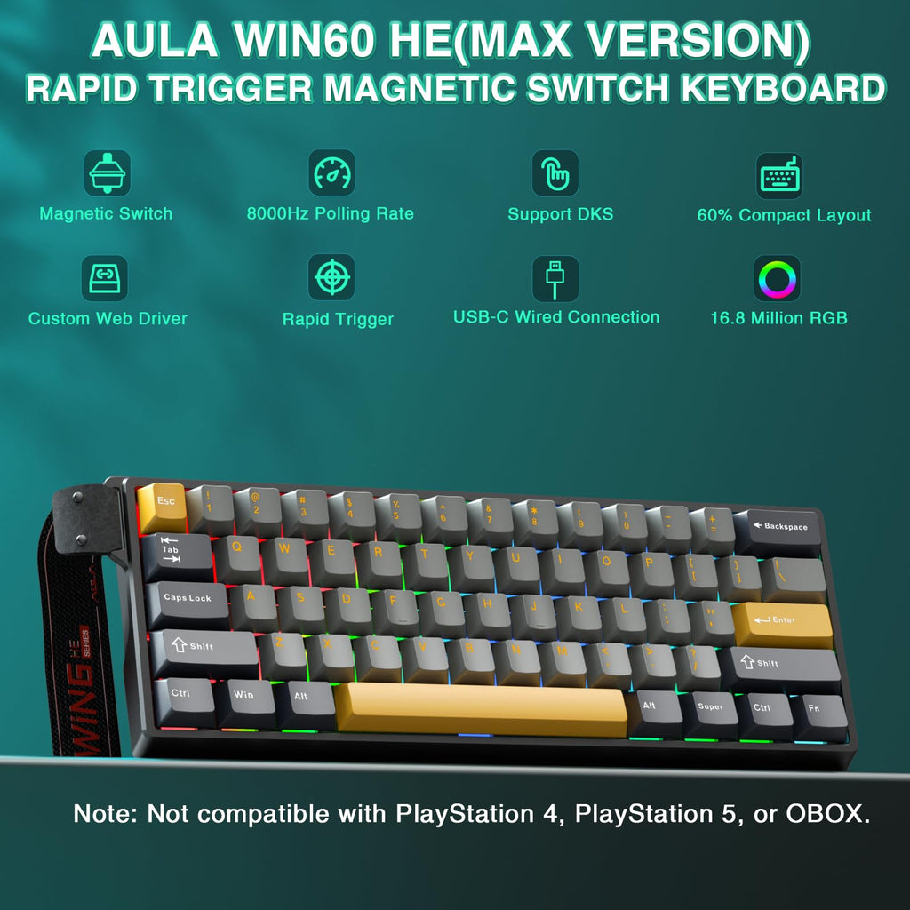 Mechanical Gaming Keyboard Wired, Magnetic Switches Hot Swappable