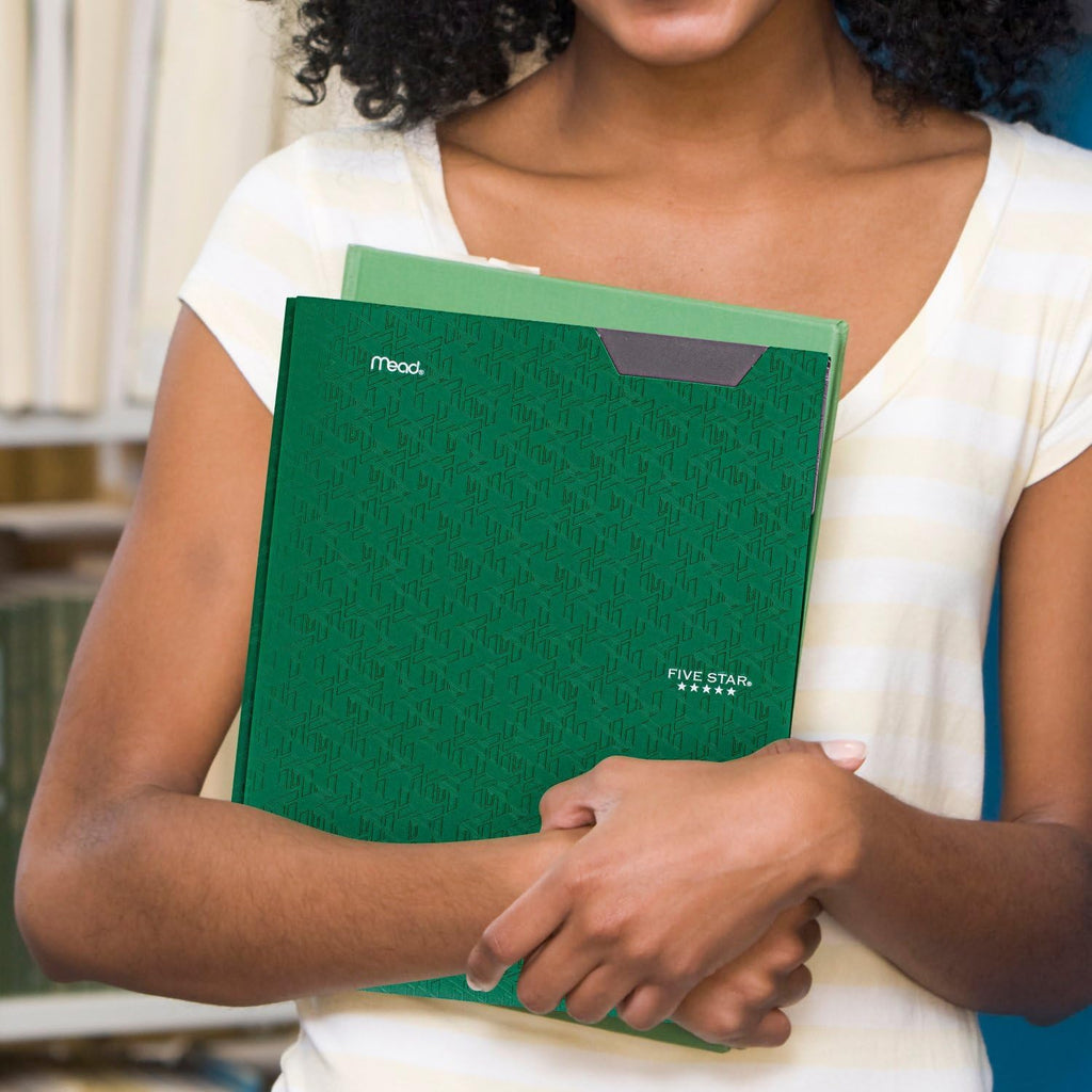 Five Star 2-Pocket Plastic Folder with Stay-Put Tabs and Prong Fasteners, Holds 8.5" x 11" Paper, Assorted Colors, 4 Pack (340300A)