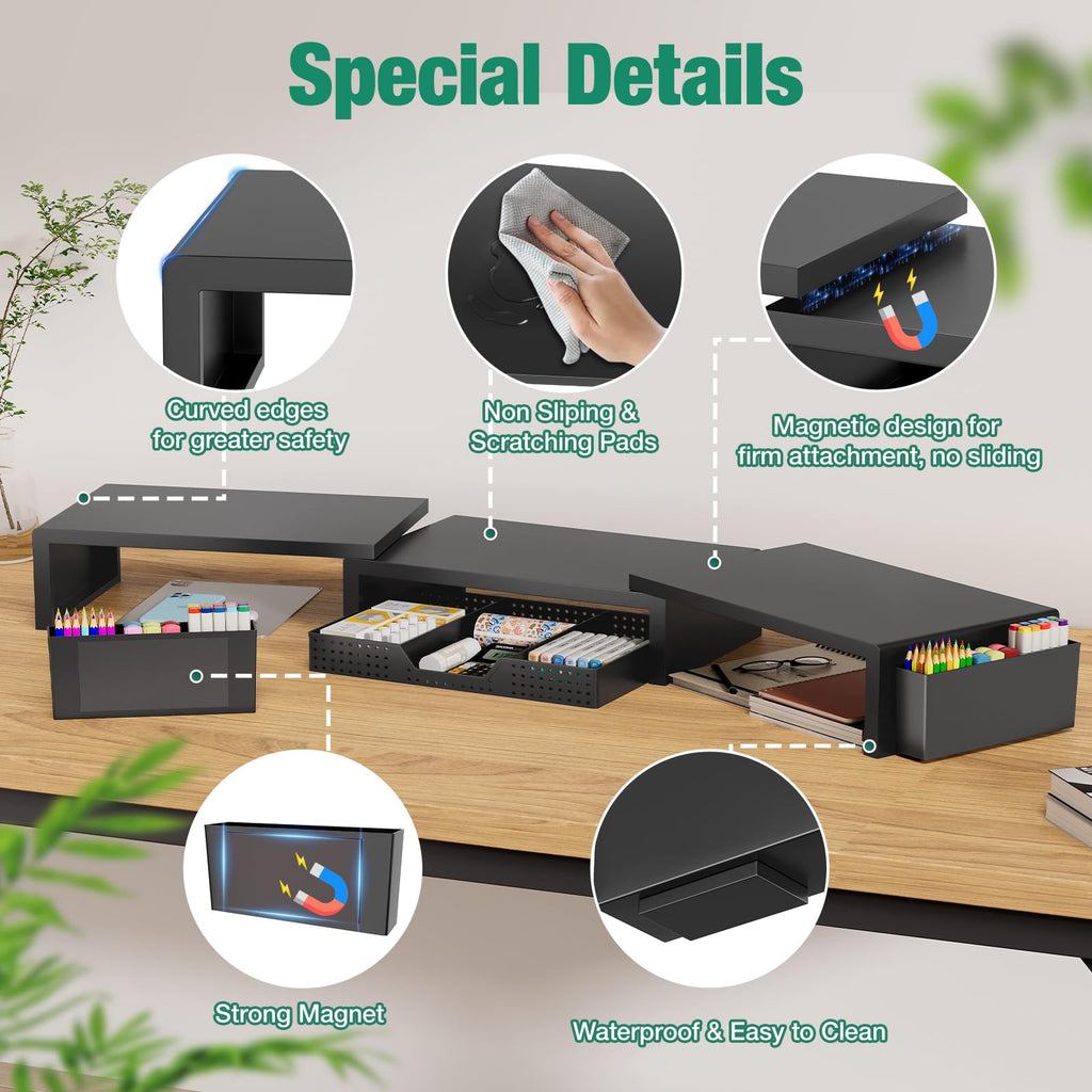 Desk Organizer and Accessories, 2-Tier Computer Monitor Stand Black