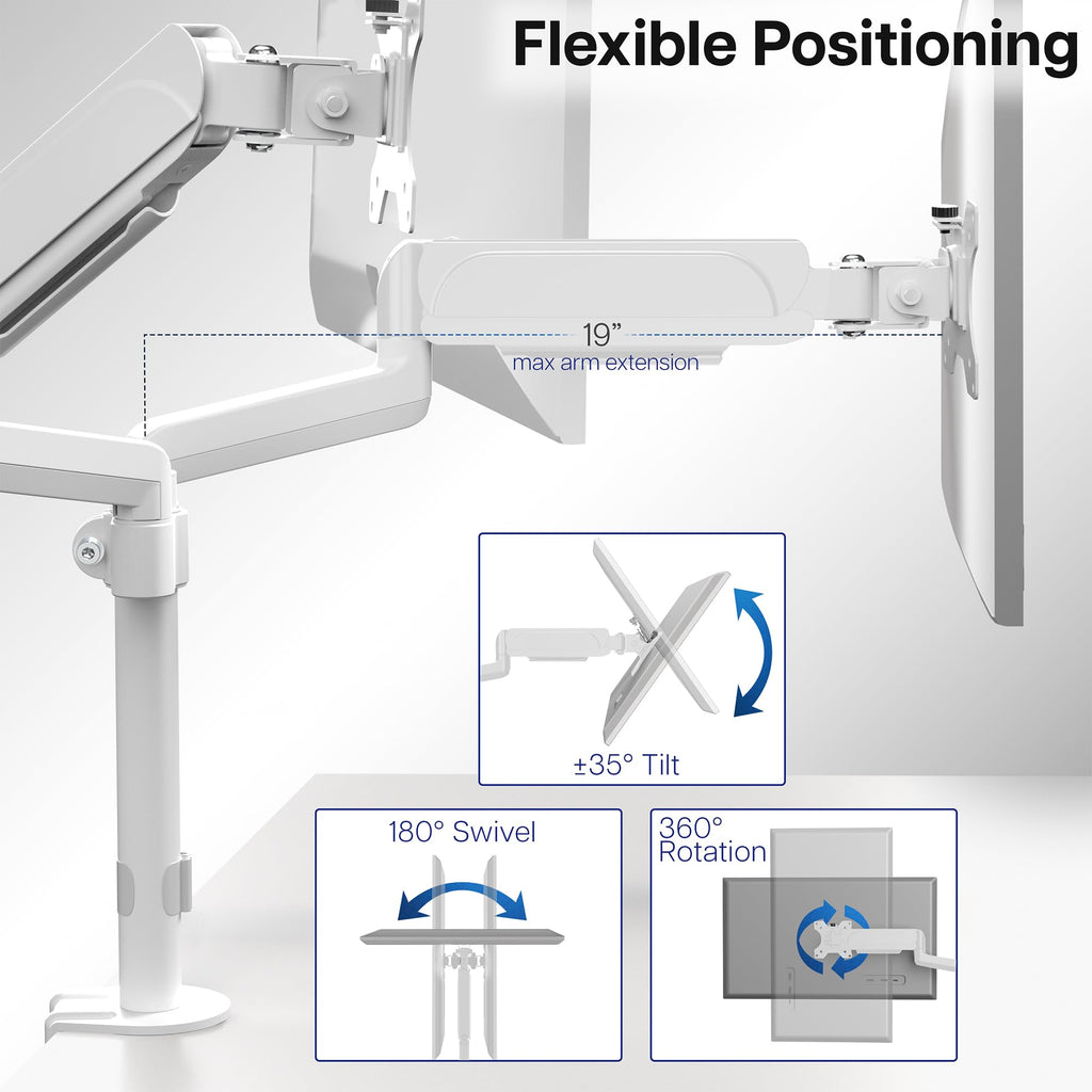 Triple Pneumatic Monitor Mount for 3 Screens up to 32 inches,