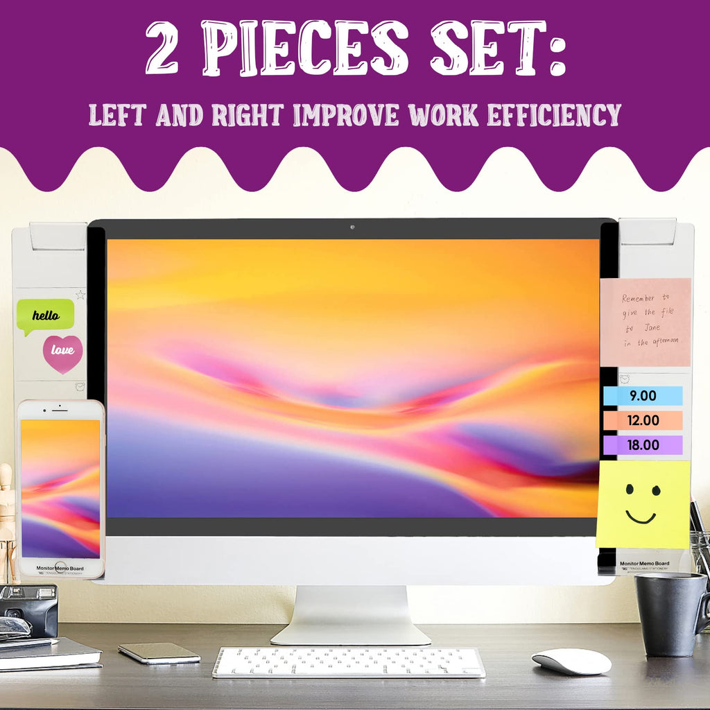 Office Desk Accessories 2pcs Computer Monitor Memo Board