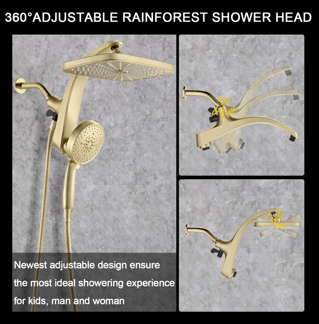 Shower Head with Rainfall Patter | Handheld Showerhead | Black | 1.8GPM
