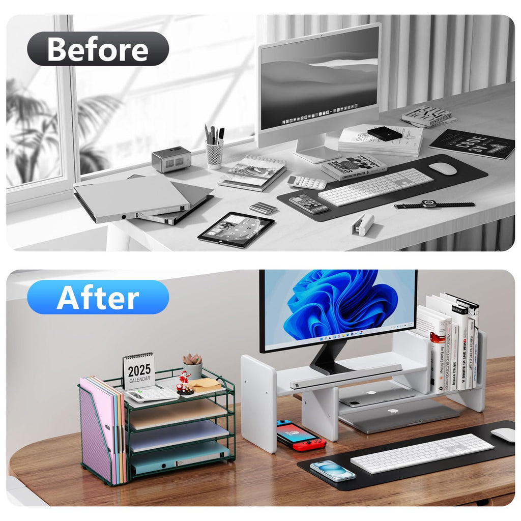 Paper Organizer With Magazine Holder | (Black, 4-Tier)