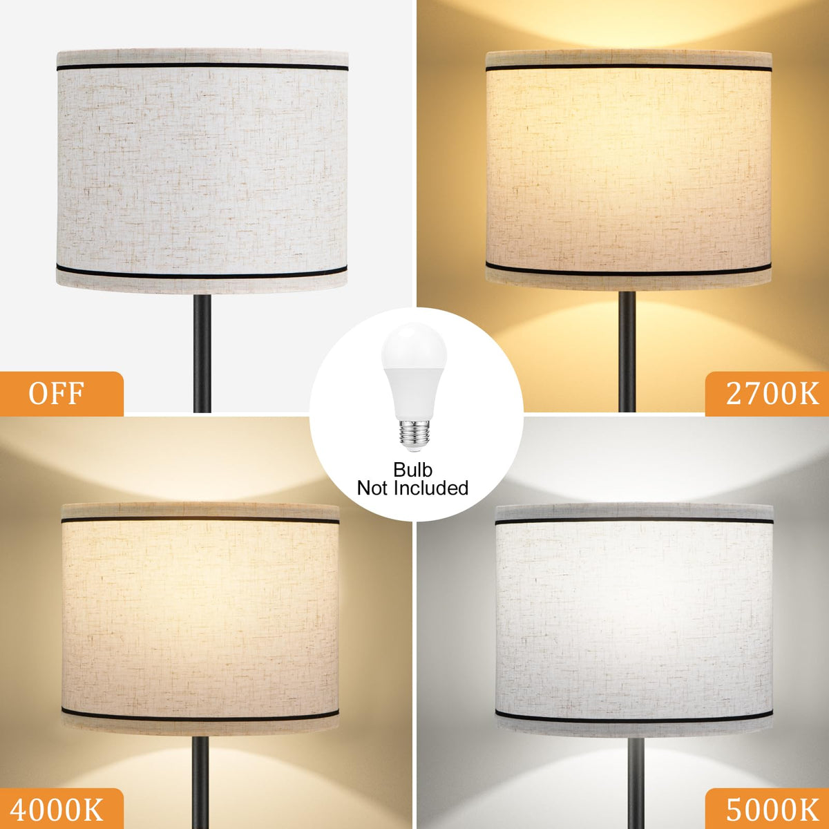 Modern Floor Lamp Simple Design with White Shade & Foot Pedal Switch