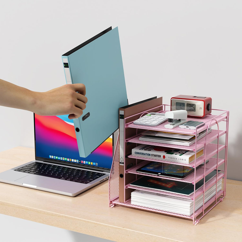 Paper Organizer With Magazine Holder | (Black, 4-Tier)