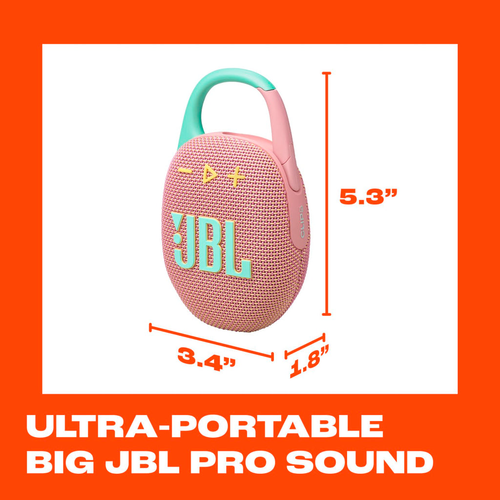JBL Clip 5 - Ultra-Portable, Waterproof & Dustproof Bluetooth Speaker, Big JBL Pro Sound with Punchy bass, Integrated Carabiner, Up to 12 Hours of Play, Made in Part with Recycled Materials (Black)