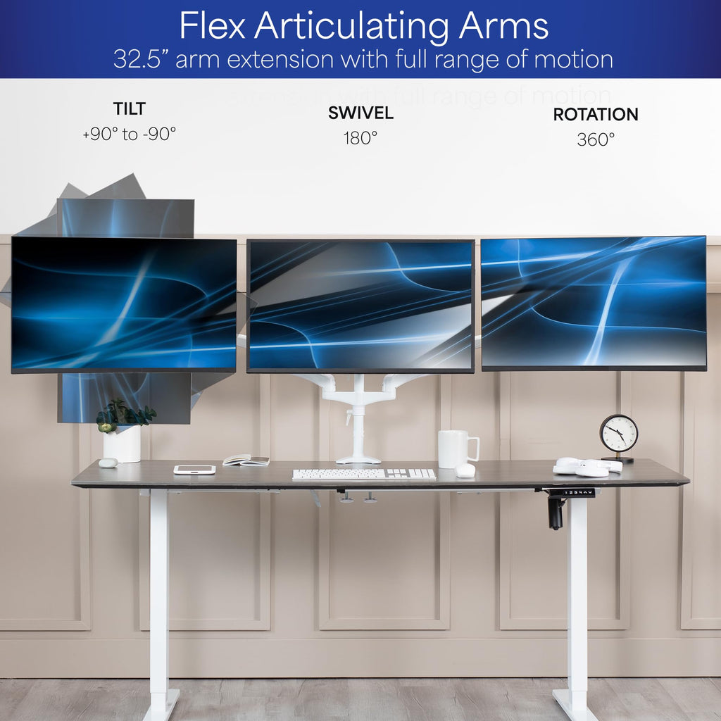 Triple Pneumatic Monitor Mount for 3 Screens up to 32 inches,