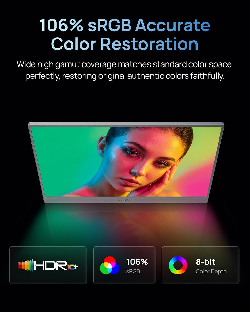ARZOPA 16.1'' 144Hz Portable Gaming Monitor 106% sRGB - Z1FC