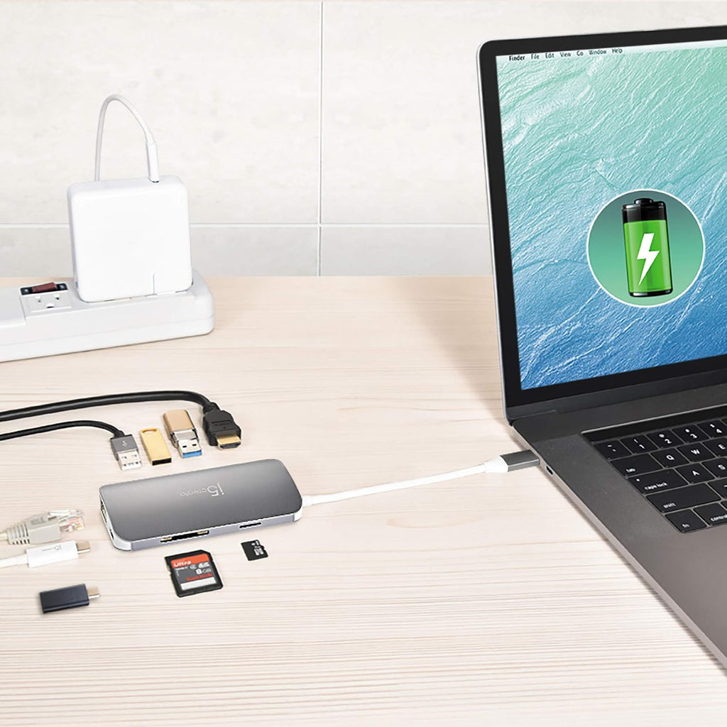 j5create USB C Hub Adapter Multi-Monitor 10-in-1 Port Docking Station