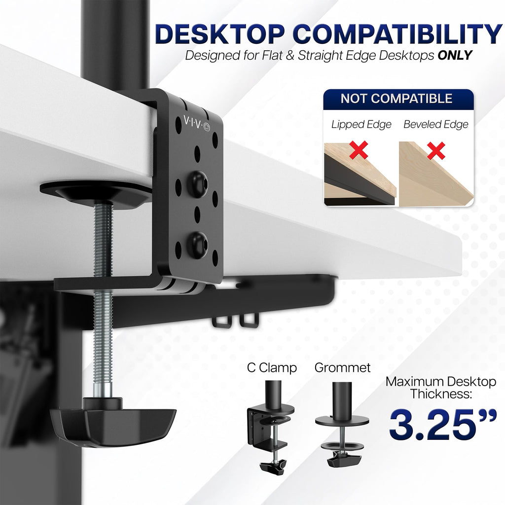 Dual Monitor Desk Mount, Holds 2 Computer Screens up to 30 inches