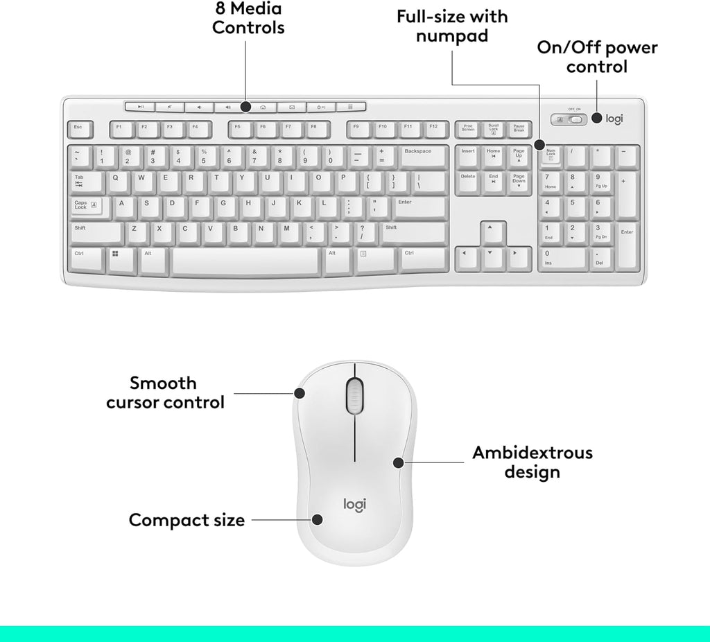 Logitech MK270 Full Size Wireless Keyboard and Mouse Combo