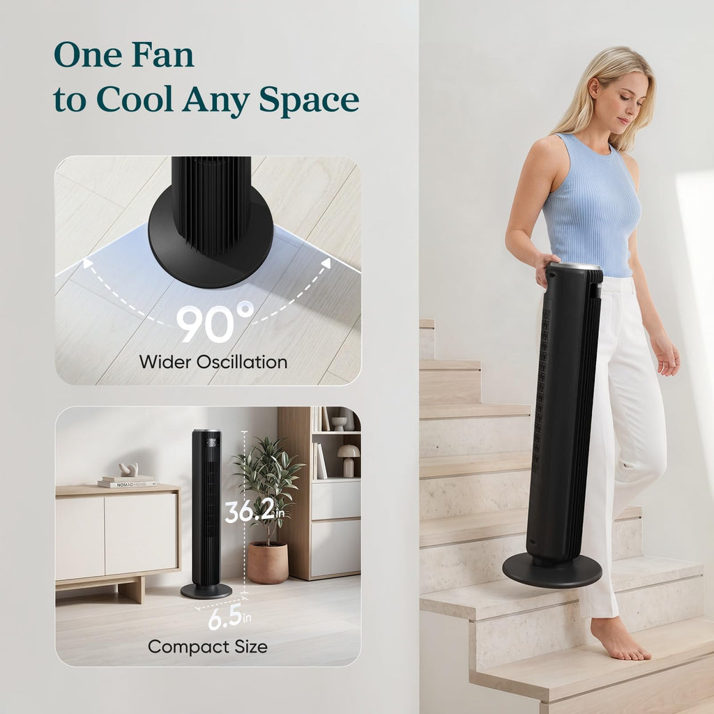 Levoit Tower Fan for Bedroom, Standing Fan with 36”-47” Adjustable Height