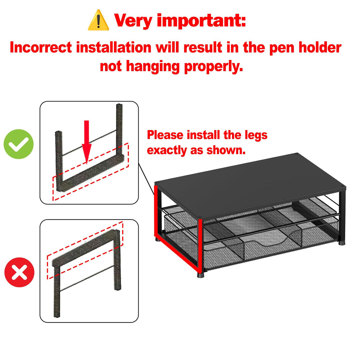 Desk Organizer and Accessories, 2-Tier Computer Monitor Stand Black