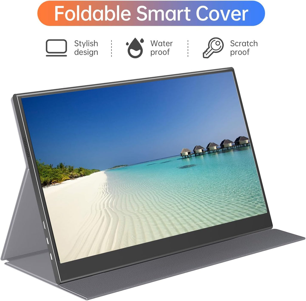 ForHelp 15.6inch Portable Monitor,1080P USB-C HDMI Second External Monitor for Laptop,PC,Mac Phone,PS,Xbox,Swich,IPS Ultra-Thin Zero Frame Gaming Display/Premium Smart Cover