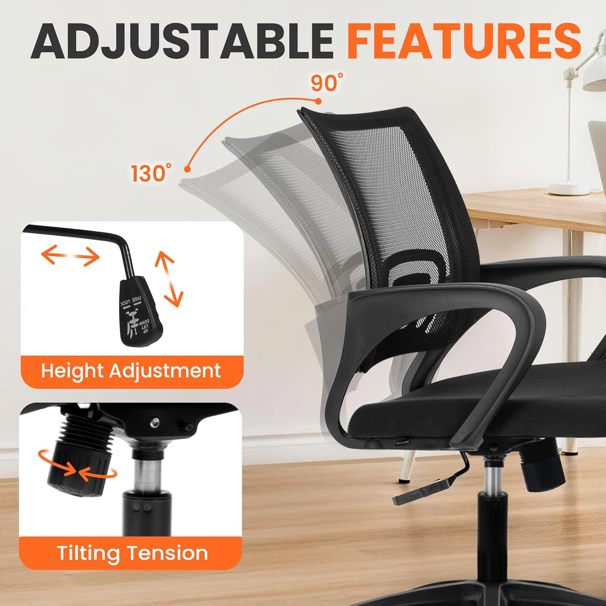 Office Computer Chair Ergonomic Mid-Back Mesh Desk