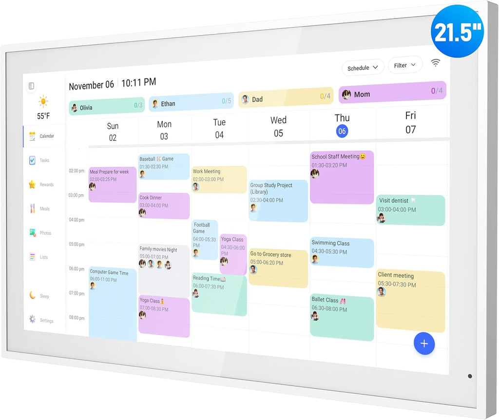 Digital Calendar, 21.5 Inch Touchscreen Display