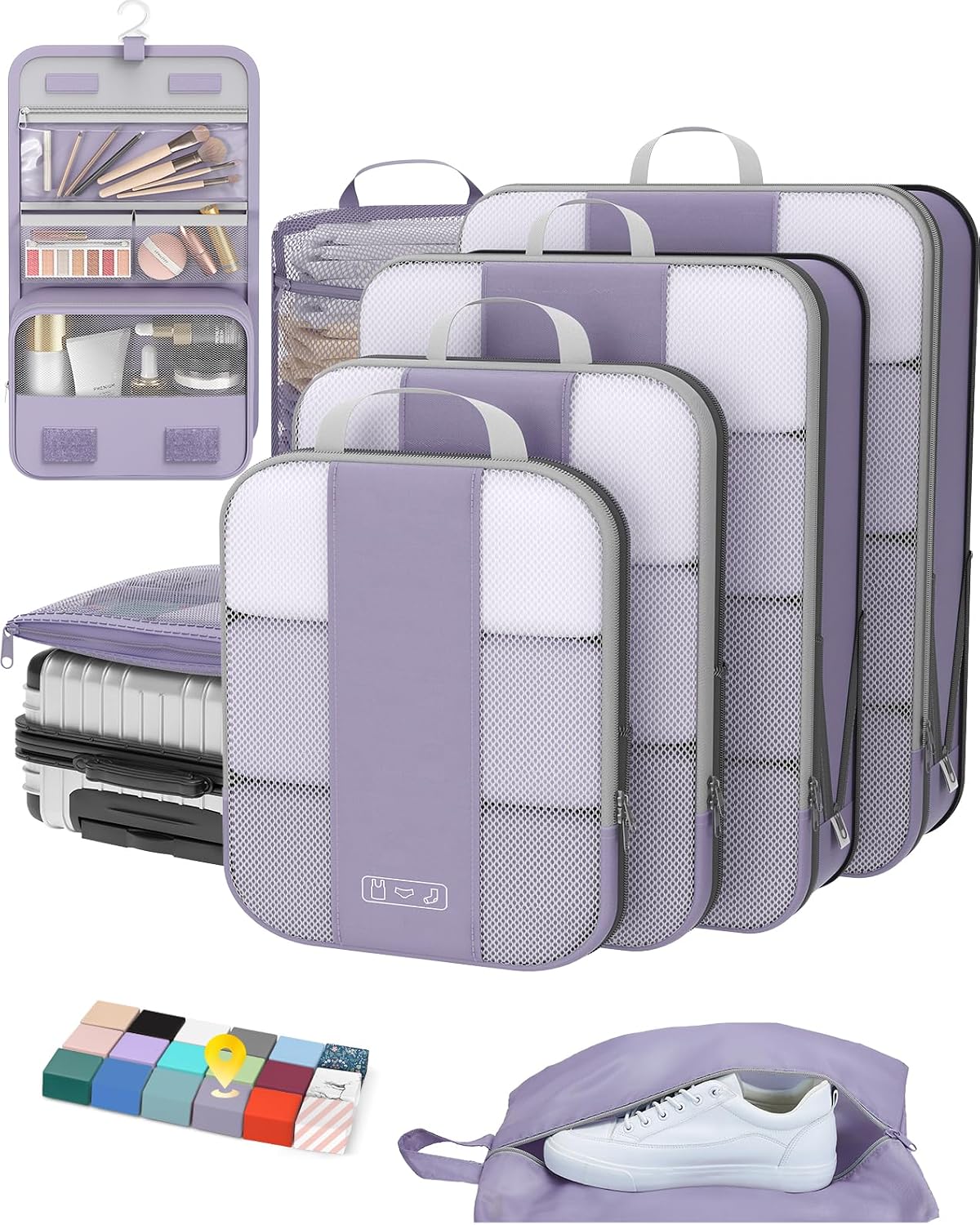 10 Set Compression Packing Cubes for Travel Essentials (Black)