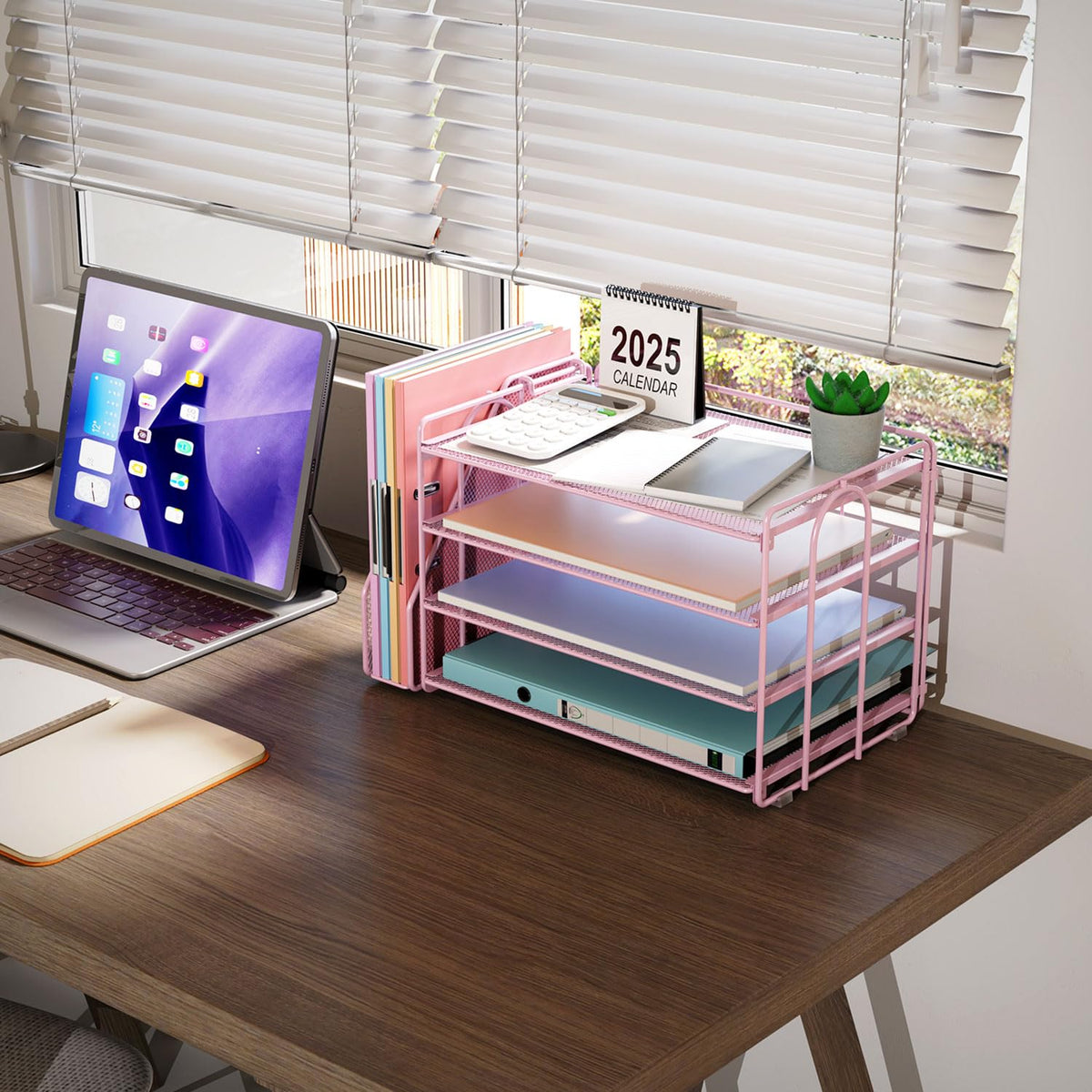 Paper Organizer With Magazine Holder | (Black, 4-Tier)