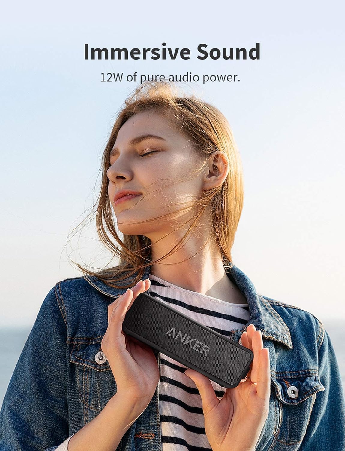 Anker soundcore 2 Portable Bluetooth Speaker, Stereo Sound, IPX7