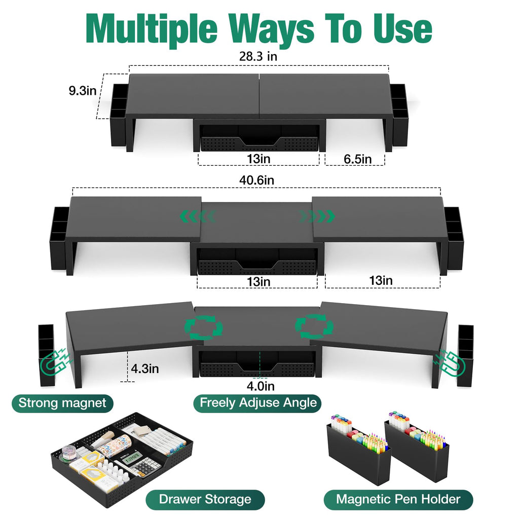 Desk Organizer and Accessories, 2-Tier Computer Monitor Stand Black