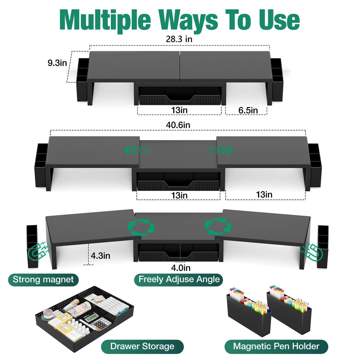 Desk Organizer and Accessories, 2-Tier Computer Monitor Stand Black