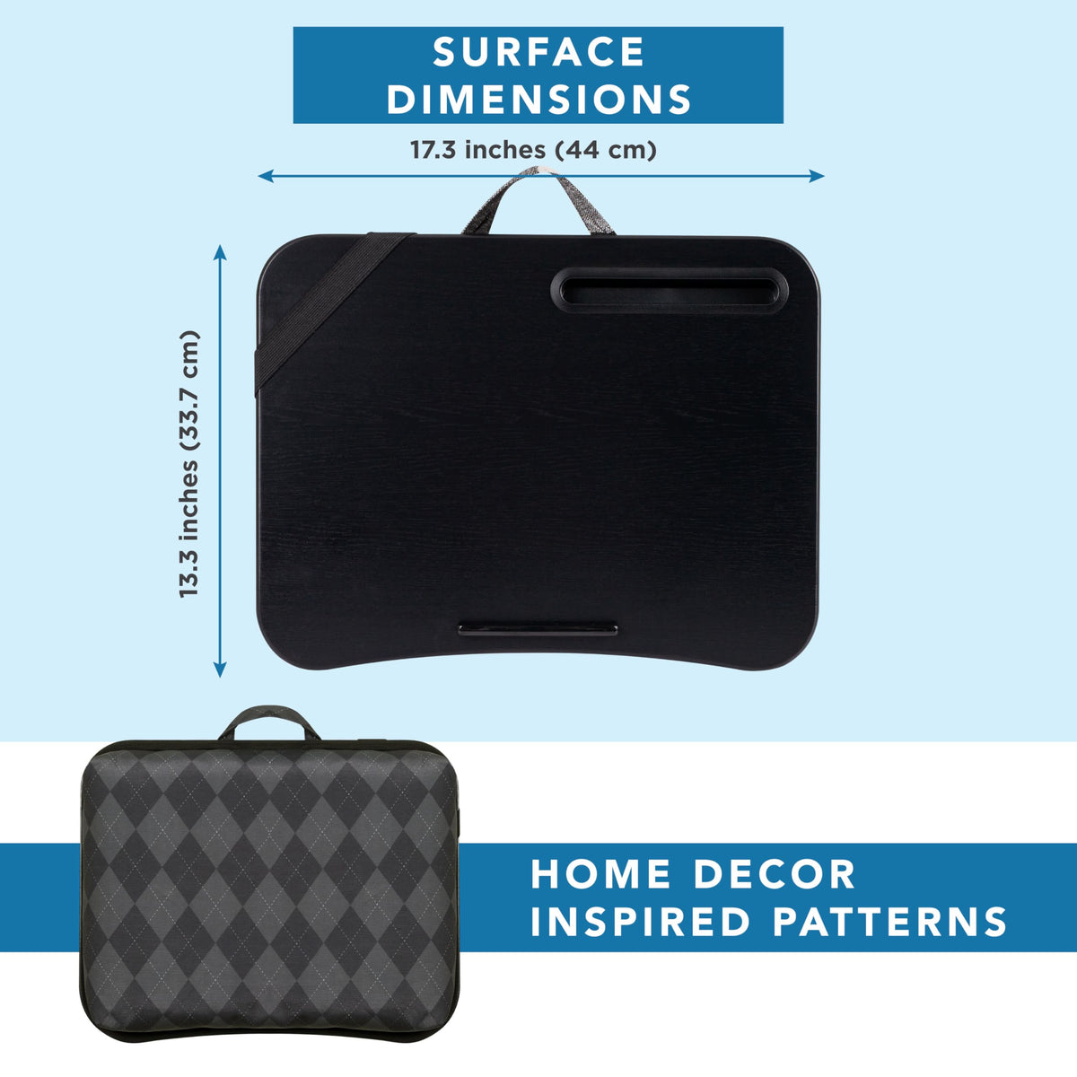 Designer Lap Desk – Fits 15.6” Laptop w/. Phone Holder