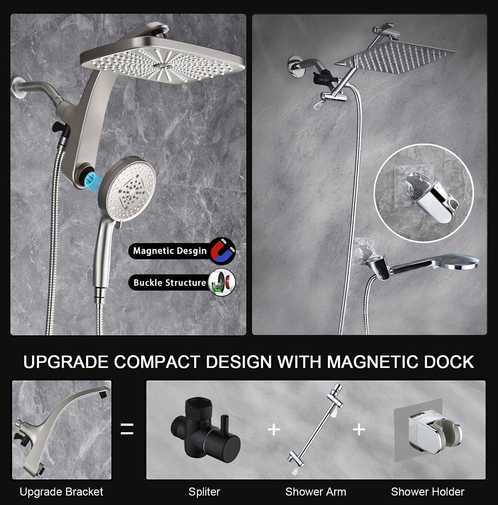 Shower Head with Rainfall Patter | Handheld Showerhead | Black | 1.8GPM