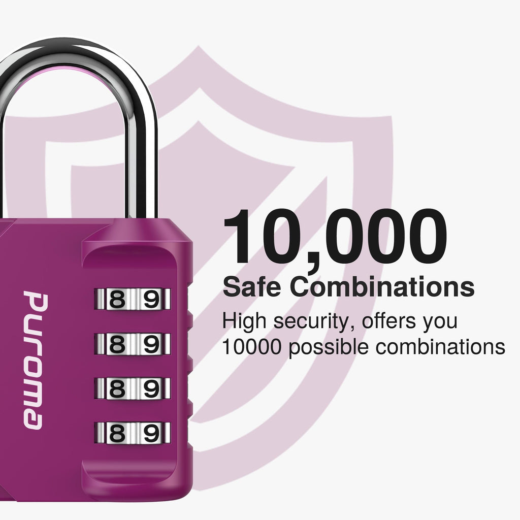 Puroma | 1 Combination Lock | 4 Digit Padlock | 2, 3, 4, & 10 Combo Packs