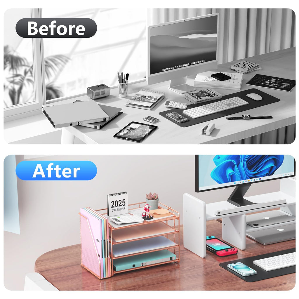 Paper Organizer With Magazine Holder | (Black, 4-Tier)