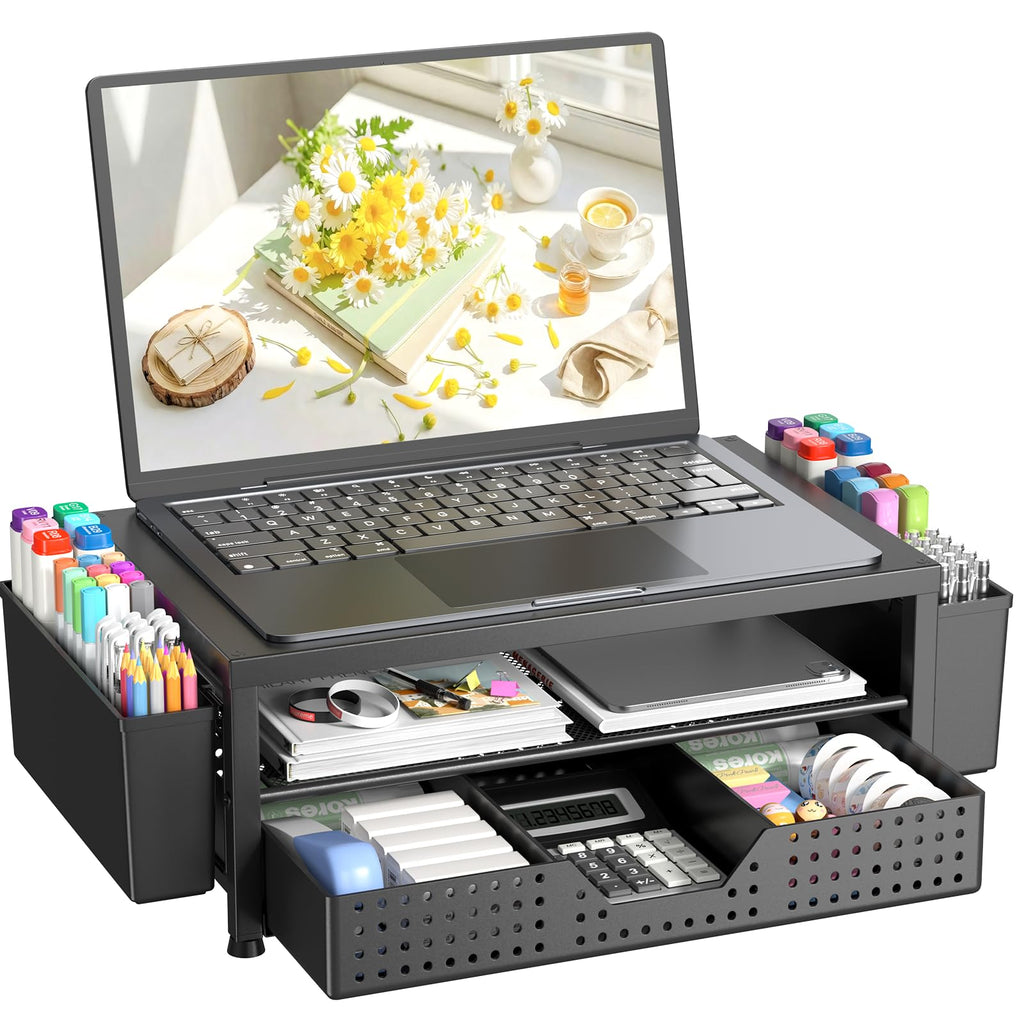 Desk Organizer and Accessories, 2-Tier Computer Monitor Stand Black