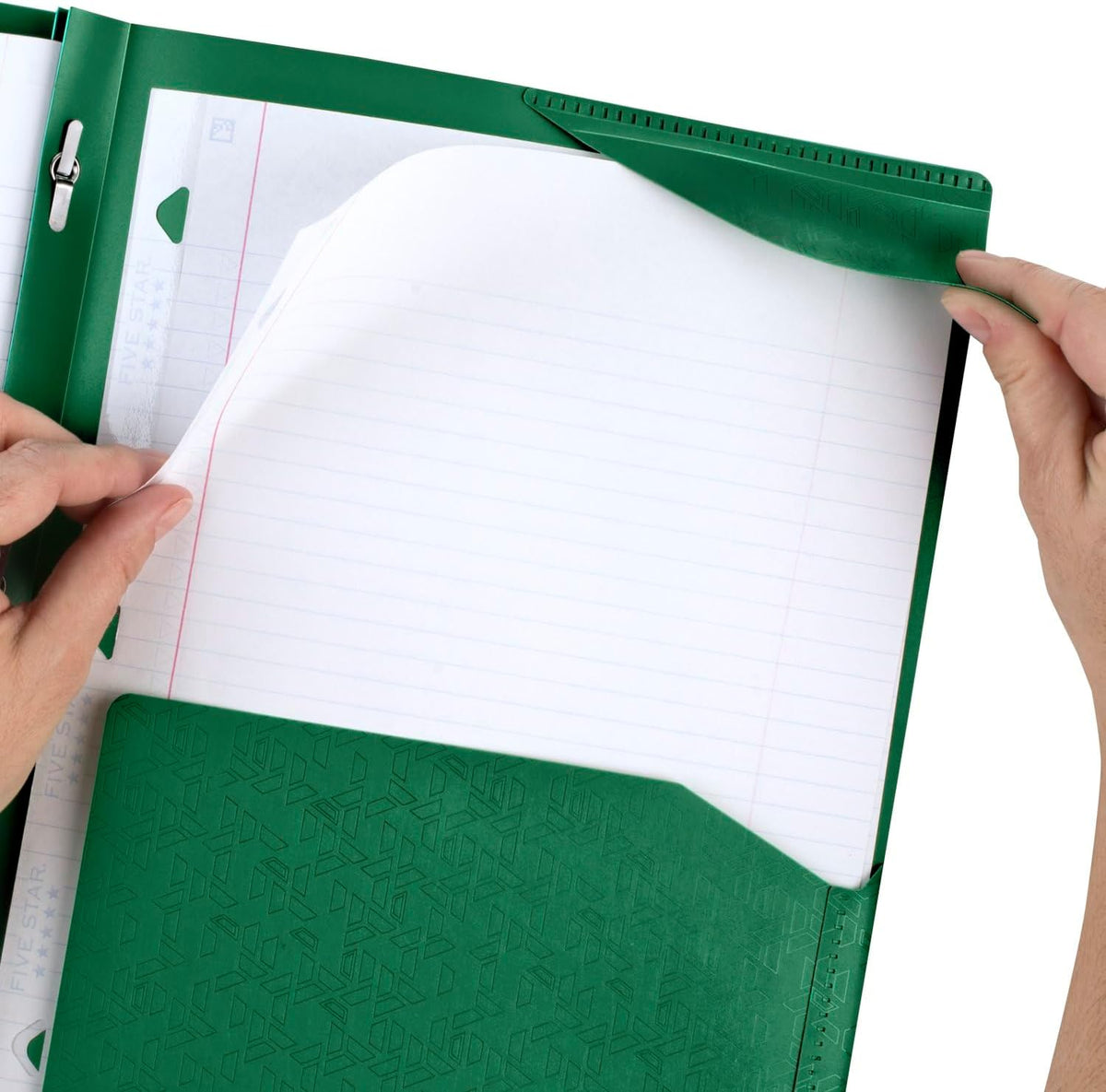Five Star 2-Pocket Plastic Folder with Stay-Put Tabs and Prong Fasteners, Holds 8.5" x 11" Paper, Assorted Colors, 4 Pack (340300A)