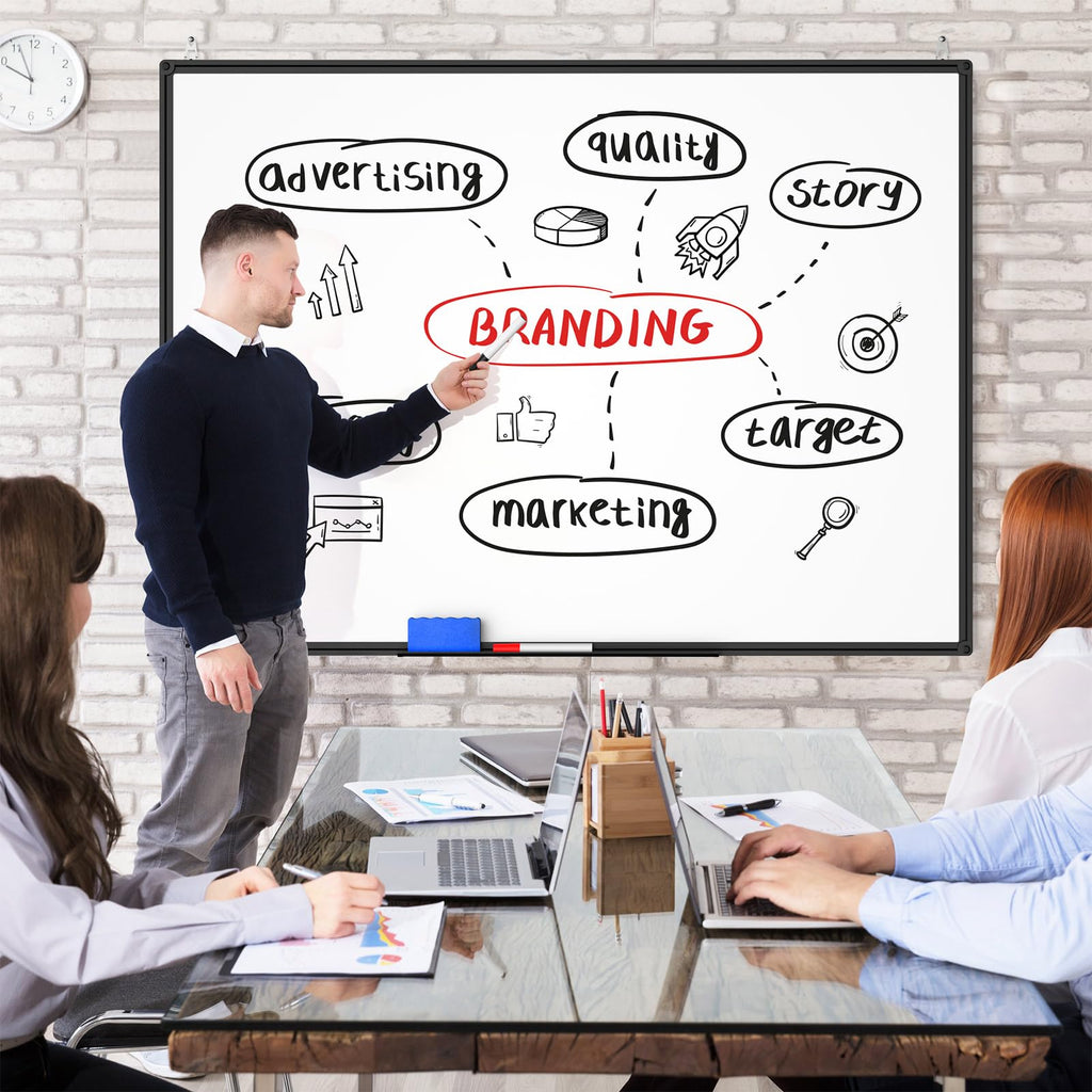 Magnetic Dry Erase Whiteboard, 46 x 33 Inch / 1 Magnetic Eraser, 2 Pens, Marker Tray, 6 Magnets